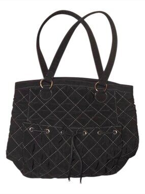 Vera Bradley Tote Quilted Black Floral Lining Grandma Core Crafty Ladies Classic